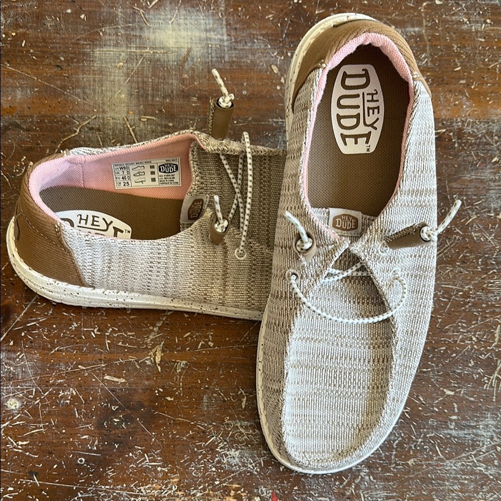 Hey Dude Brown and Pink Loafers Slip-Ons Comfortable Design